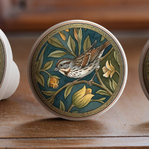 Song Sparrows Bird Ceramic Pull Knob