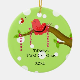 Songbird Baby's First Christmas Ceramic Ornament