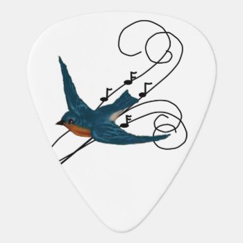 Songbird  Bluebird And Musical Notes Guitar Pick by randysgrandma at Zazzle
