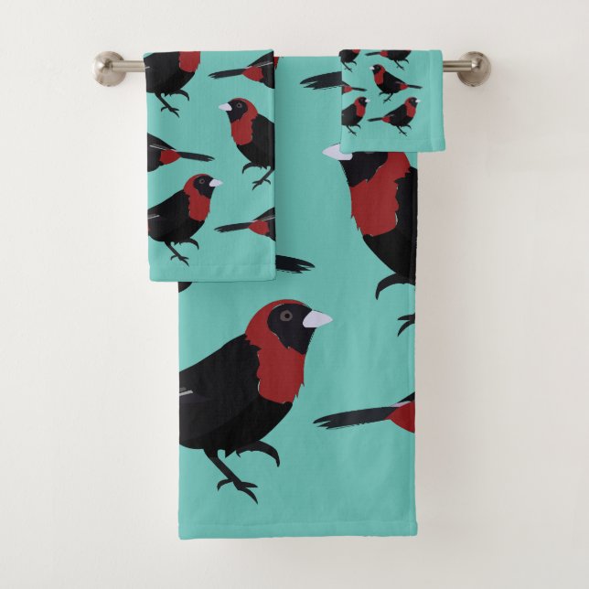 Songbird Crimson-Collared Tanager  Bath Towel Set (Insitu)