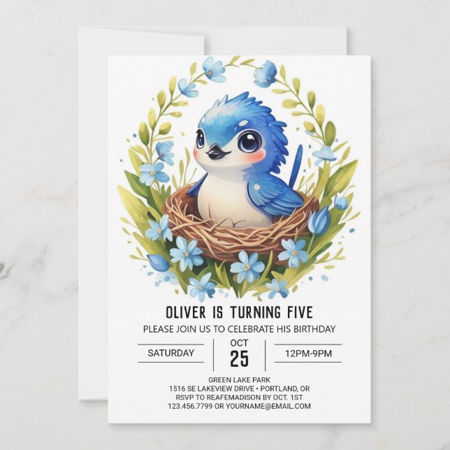 Songbird Elegant Forest Bird Birthday Invitation (Front)