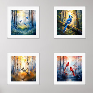 Songbird Forest Art Wild Bird Lover Wall Art Sets