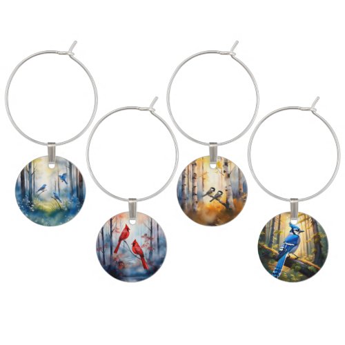 Songbird Forest Art Wild Bird Lover Wine Charm