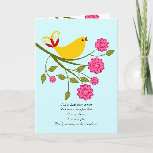 Songbird I Love You I Miss You Poetry Card