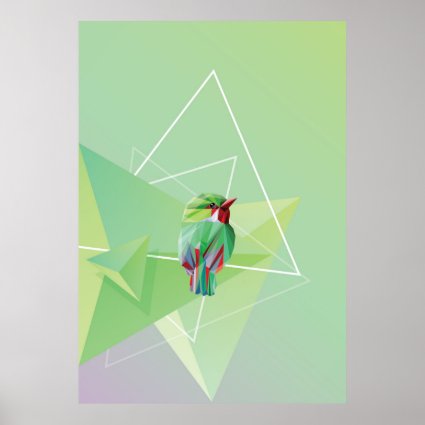 Songbird In Abstract Green Poster