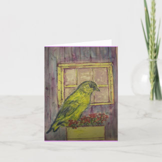 Songbird in Window Box Letterpress Thank You Card