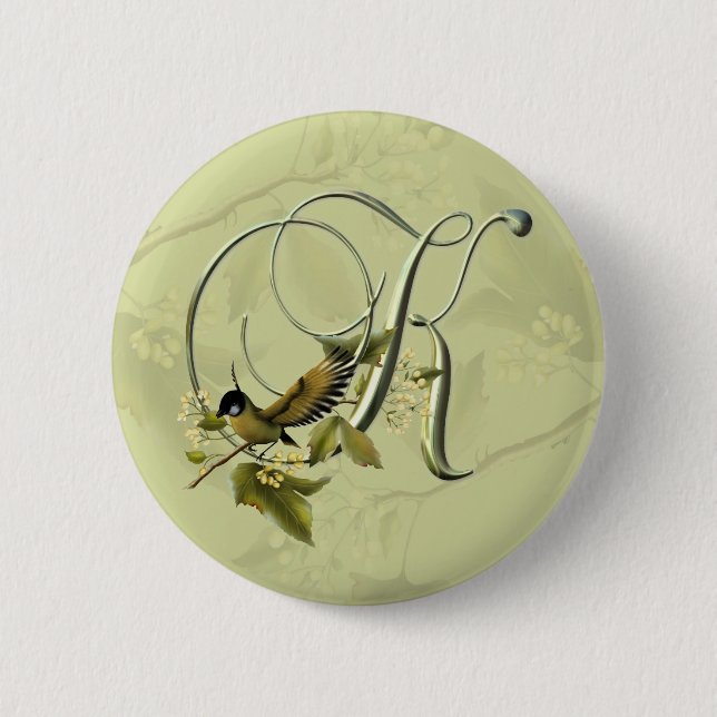 Songbird Initial K Pinback Button (Front)