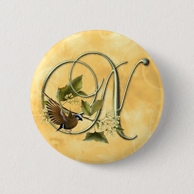 Songbird Initial N Pinback Button (Front)