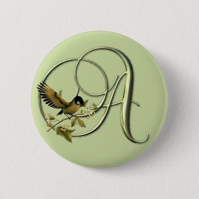 Songbird Initials A Pinback Button (Front)