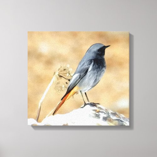 Songbird on the rock Digital art painting  Canvas Print