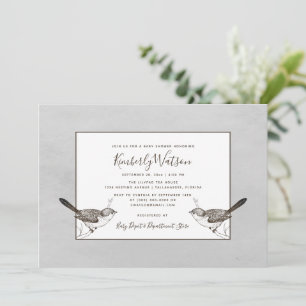Songbird Pair Baby Shower   Gray Invitation