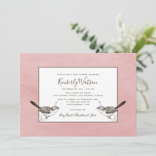 Songbird Pair Baby Shower   Pink Invitation