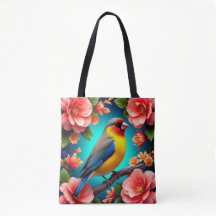 Songbird Perched Amid Bright Flowers