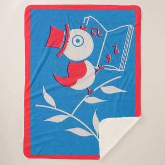 songbird print sherpa blanket