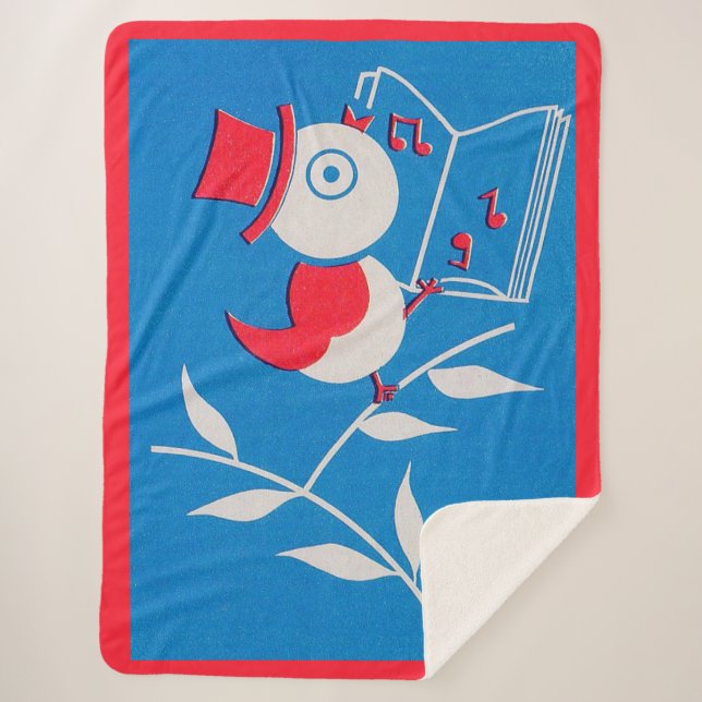 songbird print sherpa blanket (Front)