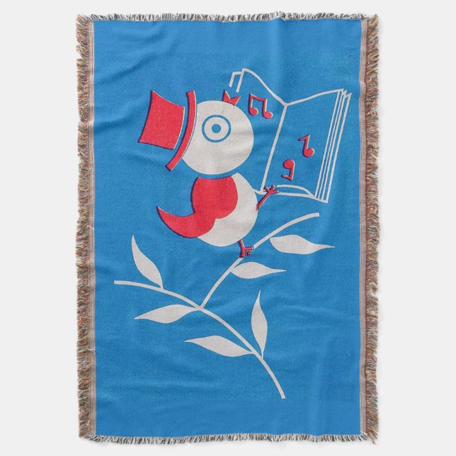 songbird print throw blanket (Front Vertical)