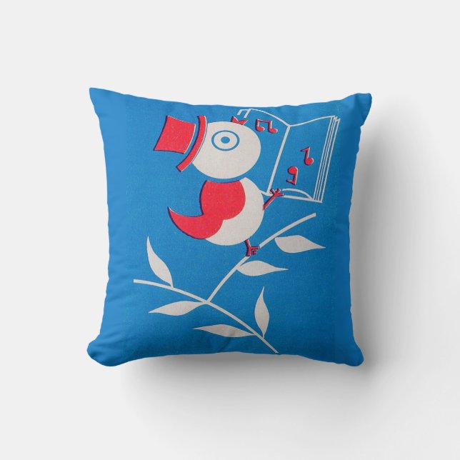 songbird print throw pillow (Front)