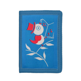 songbird print trifold wallet