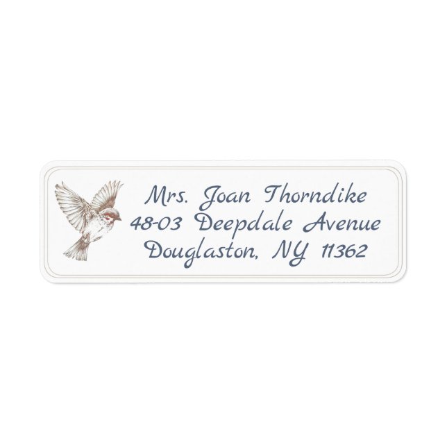 Songbird Return Address Label with double border (Front)