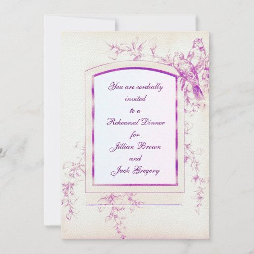 Songbird Shabby Chic Rehearsal Dinner Invitation