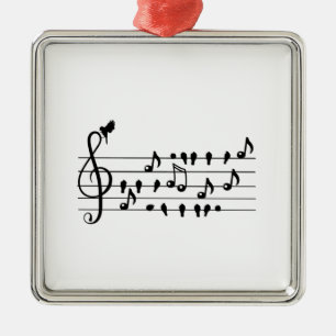 Songbird Treble Clef Art Metal Ornament