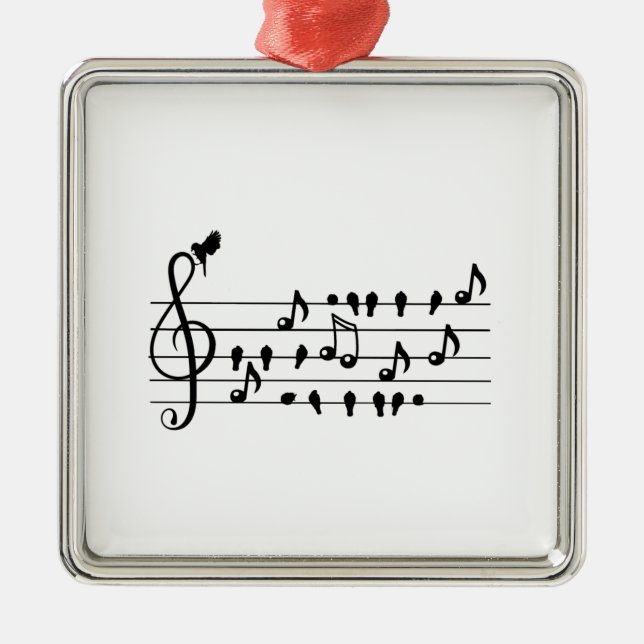 Songbird Treble Clef Art Metal Ornament (Front)