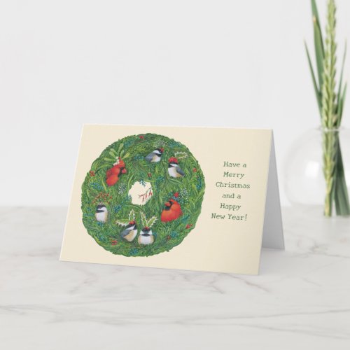 Songbird Wreath Christmas card