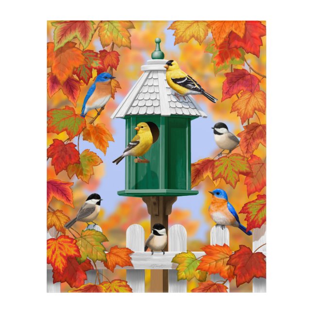 Songbirds in Autumn Acrylic Print (Front)