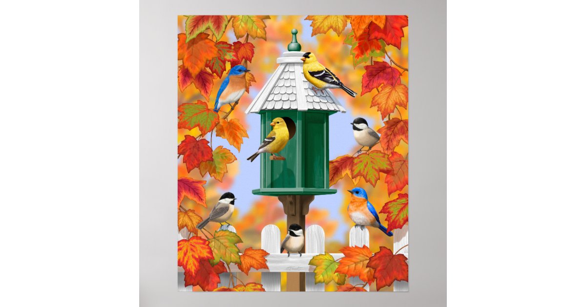 Songbirds In Autumn Poster 