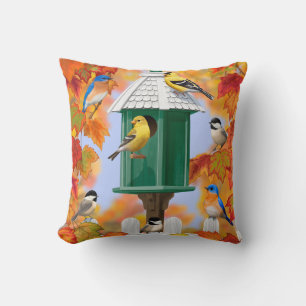 Songbirds in Autumn Throw Pillow