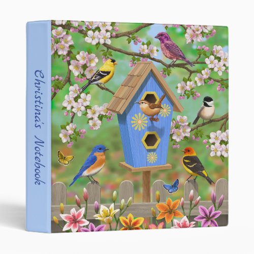 Songbirds Lily Garden Birdhouse 3 Ring Binder