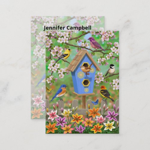 Songbirds Lily Garden Birdhouse Business Card