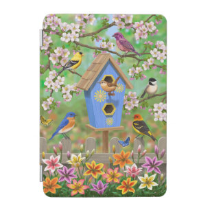 Songbirds Lily Garden Birdhouse iPad Mini Cover