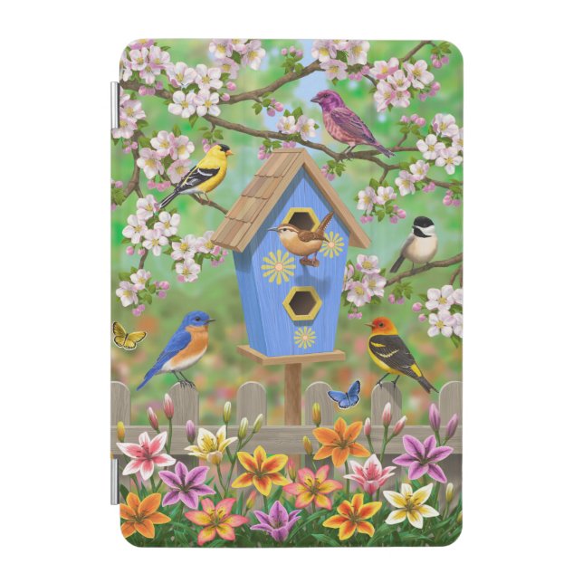 Songbirds Lily Garden Birdhouse iPad Mini Cover (Front)