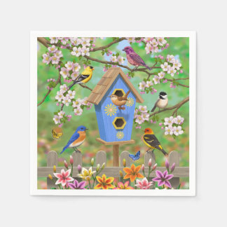 Songbirds Lily Garden Birdhouse Napkins