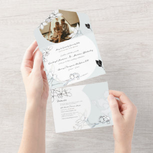 Songbirds Magnolias All in One Wedding Invite