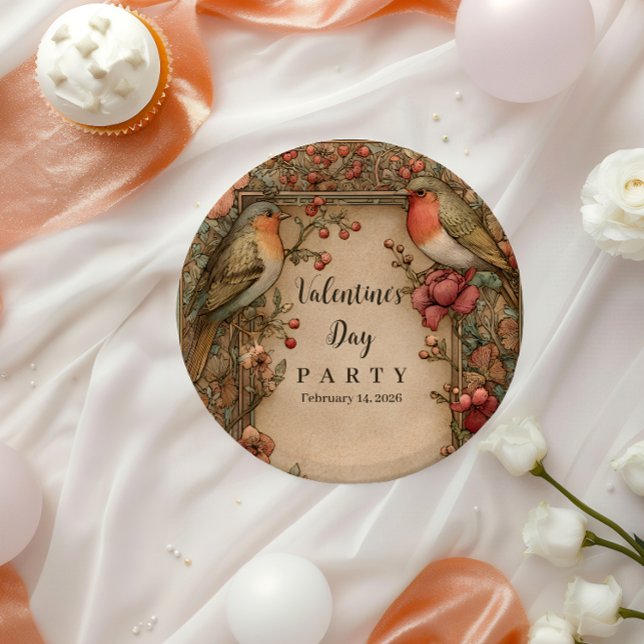 Songbirds & Roses Valentine Party Paper Plates (Creator Uploaded)