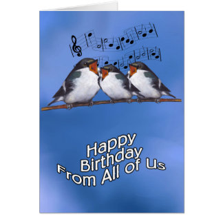 Birds Singing Happy Birthday Greeting Cards | Zazzle