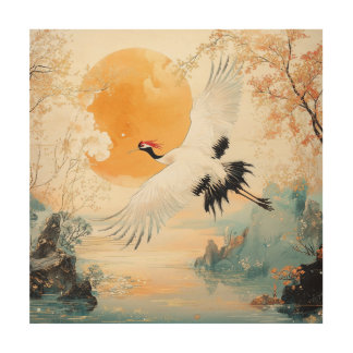 SongDynasty RedCrowned Crane Wall Decor