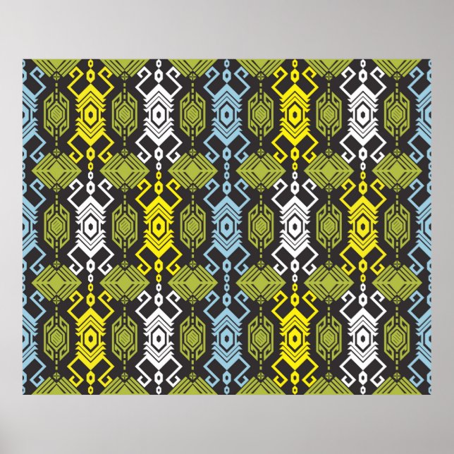 Songket Tenun Geometric Seamless Pattern with Crea Poster (Front)