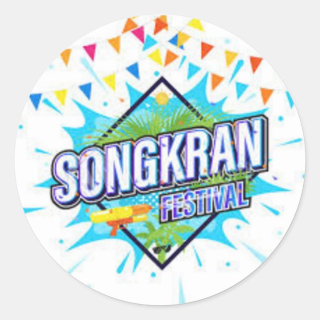 Songkran Festival Classic Round Sticker (Front)