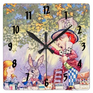 Songs From Alice: A Mad Tea Party Square Wall Clock