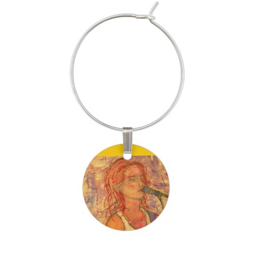 songstress art wine glass charm