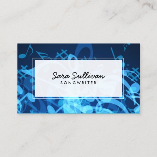 Songwriter Abstract Blue Music Notes Musician Business Card