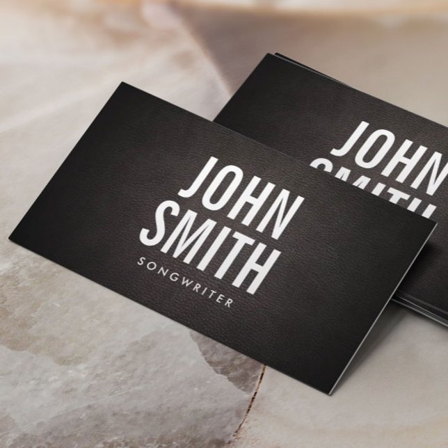 Songwriter Bold Text Classy Leather Business Card (Creator Uploaded)