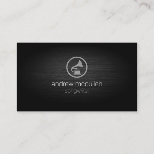 Songwriter Gramophone Icon Brushed Metal Musician Business Card