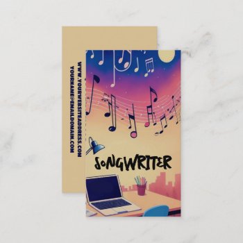 Songwriter Writing Songs At Night  Business Card by businessCardsRUs at Zazzle
