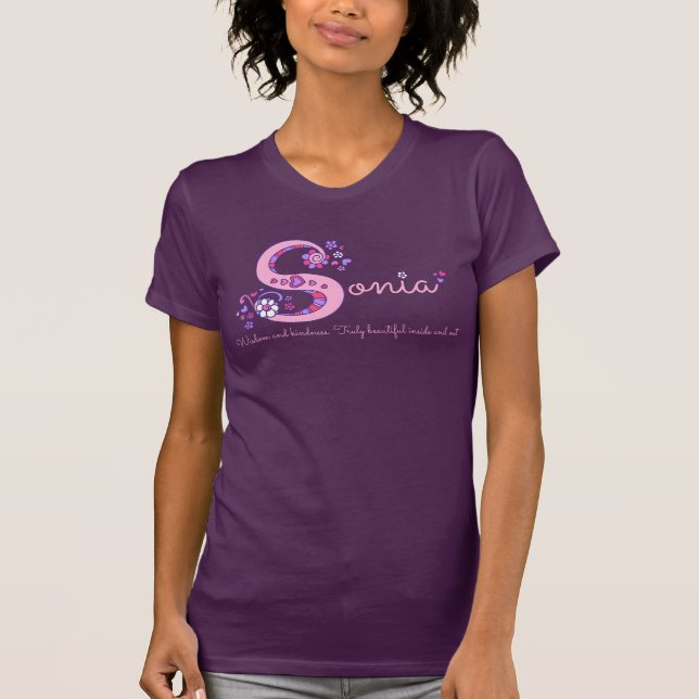 Sonia girls name & meaning S monogram t-shirt (Front)