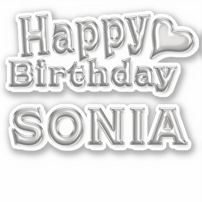 Sonia Happy Birthday silver Sticker (Front)