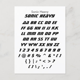Sonic Heavy - Zazzle Font Sampler Sheet Postcard